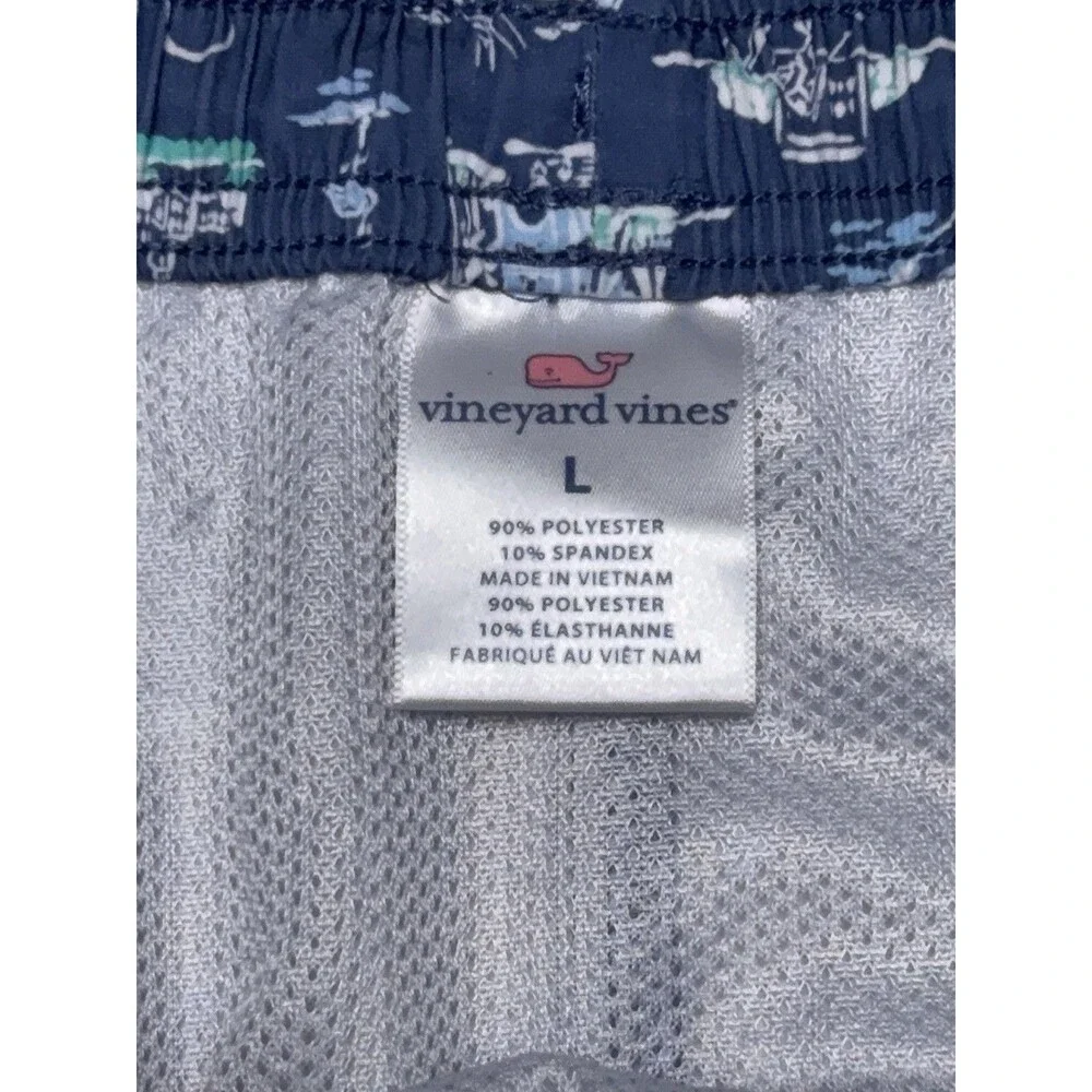 Vineyard Vines Printed Chappy Swim Trunks Shorts Blue Lined Men’s Size L